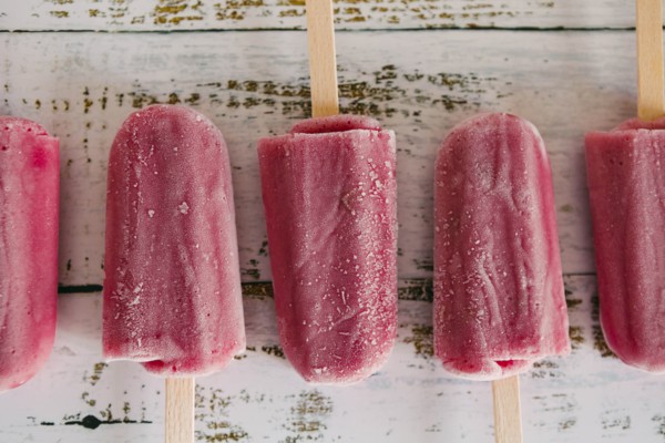 Row of berry ice pops