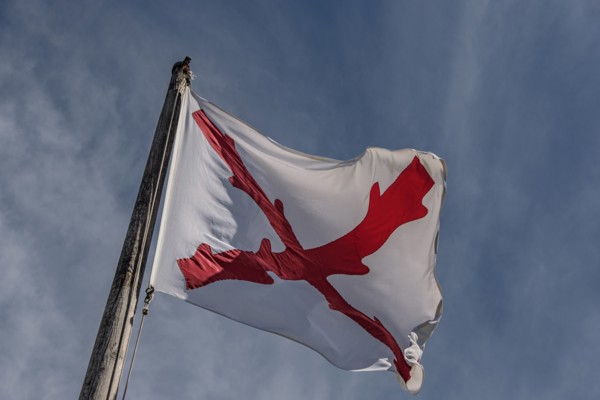 Cross of Burgundy flag at Castillo de San Marcos in St. Augustine