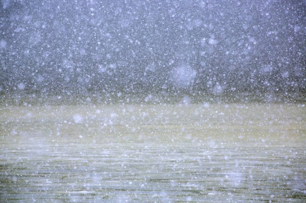 Snow over lake