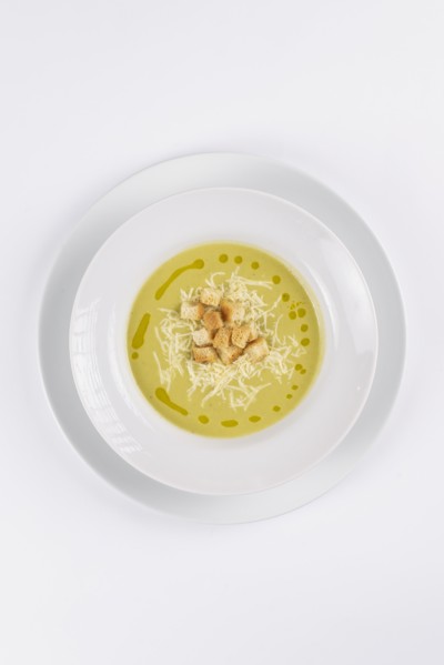 Soup with croutons and cheese