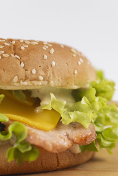 Cheeseburger with bacon and lettuce