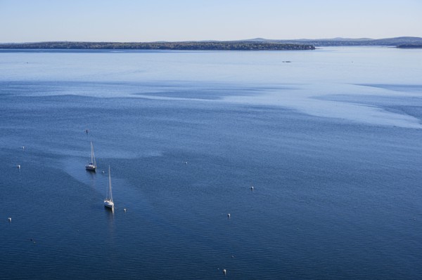 Sailboats at sea in Acadia National Park, Maine, USA