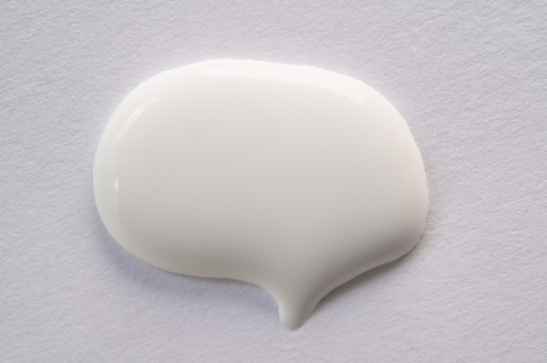 White paint in shape of speech bubble