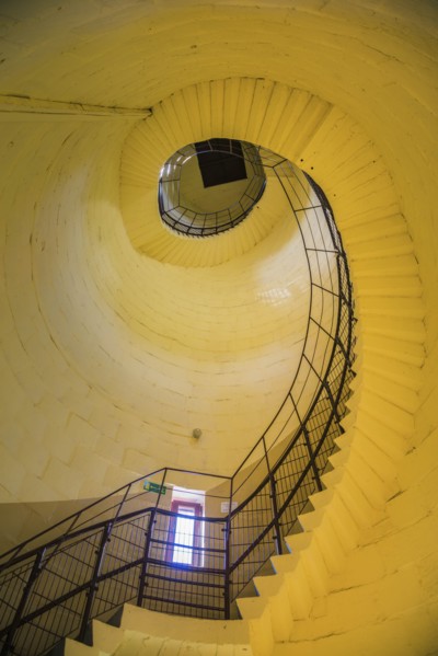 Spiral staircase inside lighthouse in Krynica Morska, Pomerania, Poland