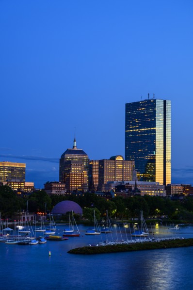 City skyline with harbor in Boston, Massachusetts, USA