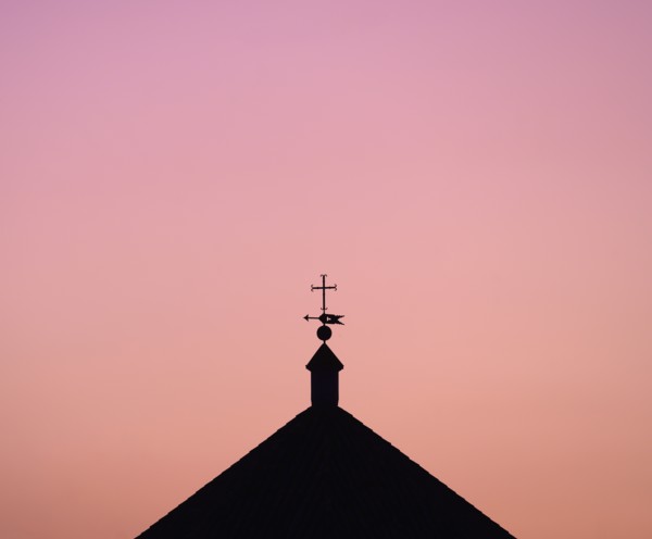 Silhouette of church roof at sunset in Seville, Andalusia, Spain