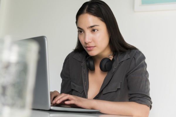 Woman using laptop