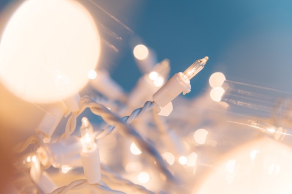 Illuminated fairy lights in soft focus