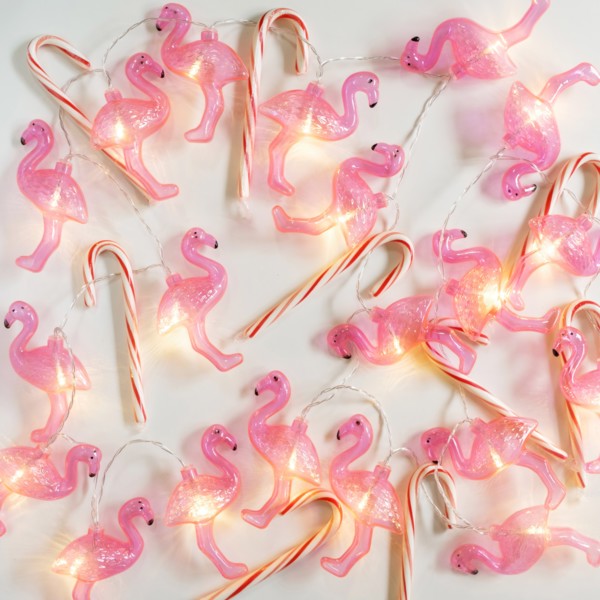 Flamingo fairy lights and candy canes