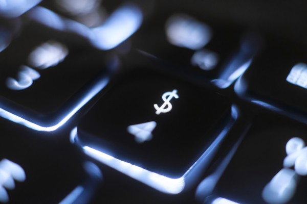 Illuminated dollar sign key on keyboard