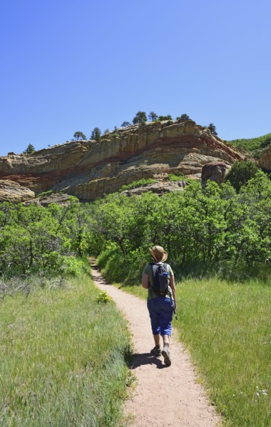 Woman hiking in Roxborough State Park, Colorado