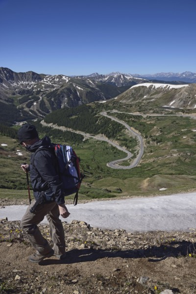 Man hiking at Loveland Pass, Colorado