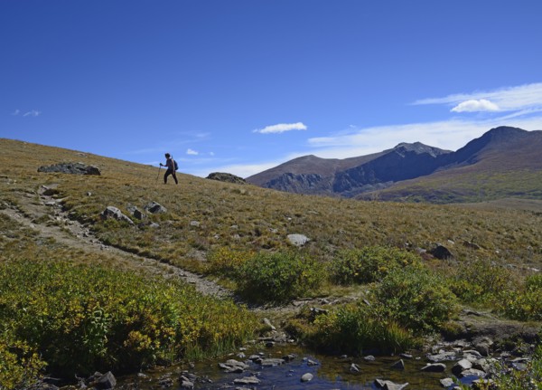 Woman hiking on Square Top Mountain in Colorado