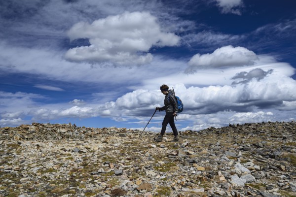Woman hiking on Square Top Mountain in Colorado