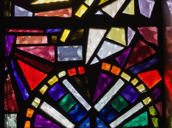 Close up of stained glass window