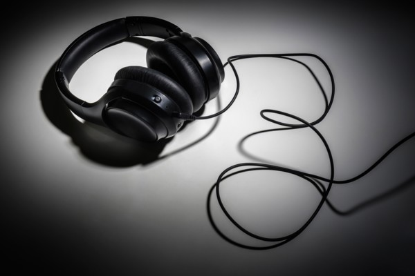 Headphones in shadow