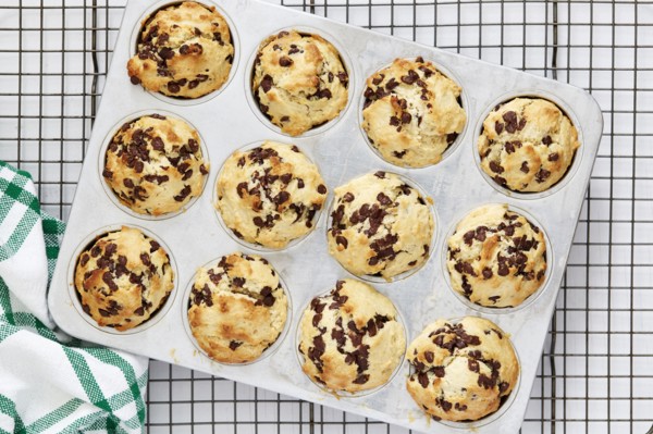 Fruit muffins in muffin tin