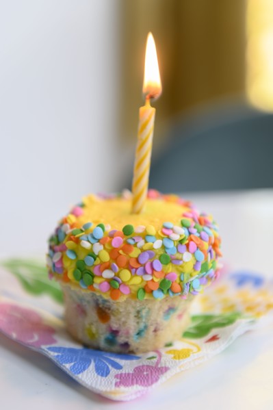 Cupcake with birthday candle