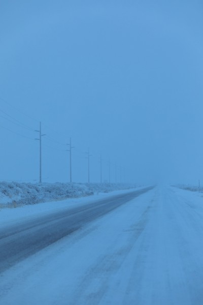 Snow on highway in Bellevue, Idaho