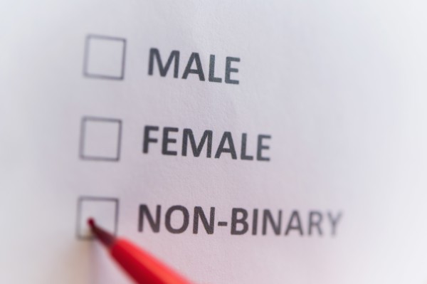 Pen marking on male, female and non binary gender checklist