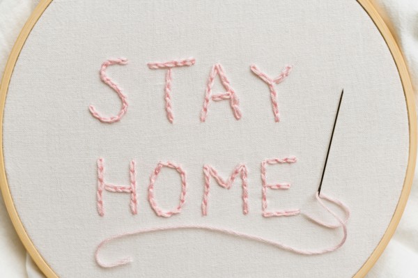 Stay Home embroidery