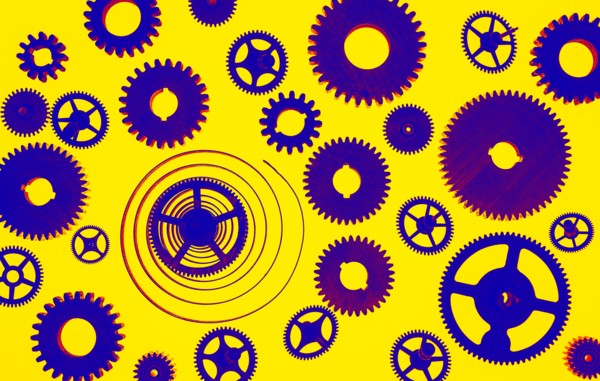 Illustration of cogs on yellow background