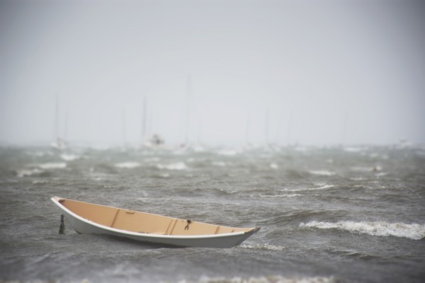 Rowboat on sea