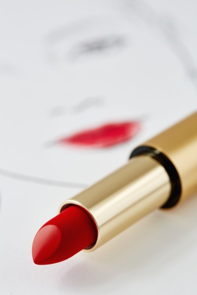 Red lipstick on face chart