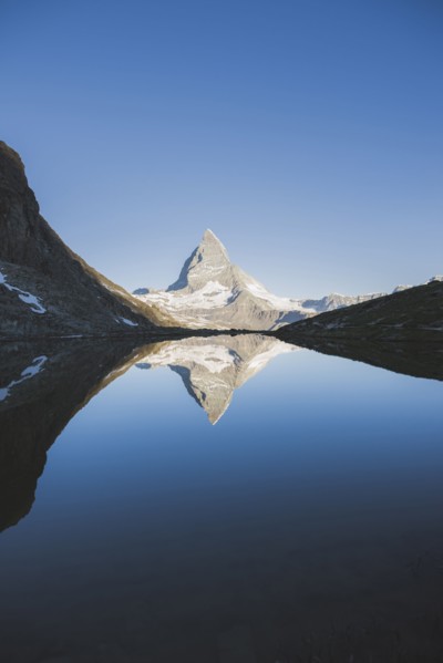 Matterhorn mountain and lake in Valais, Switzerland