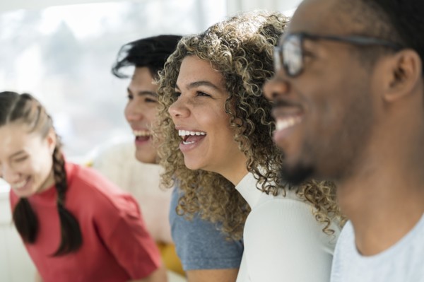 Group of friends laughing together