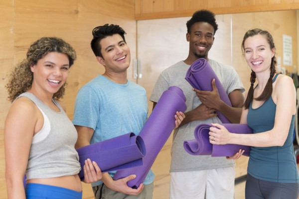 Group of friends before yoga class