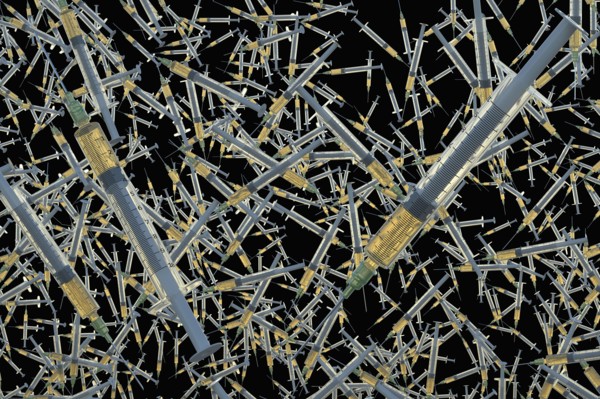 Syringes with coronavirus vaccine