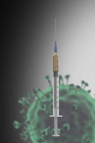 Syringe with coronavirus vaccine