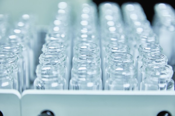 Bottles or test tubes in container
