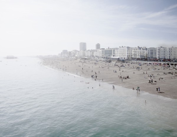 United Kingdom, England, Brighton, People resting at urban beach