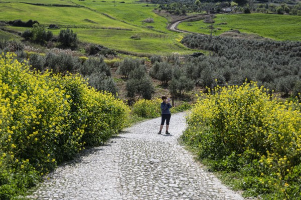 Spain, Ronda, Woman hiking in springtime