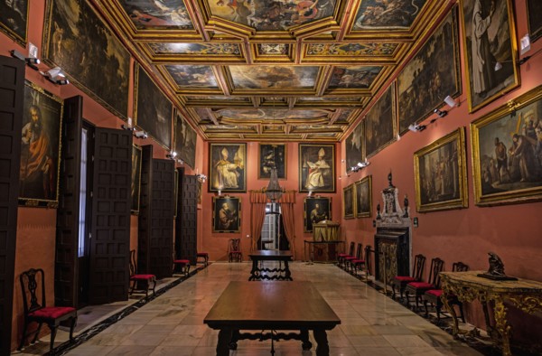 Spain, Seville, Portrait room in Archbishops Palace of Seville