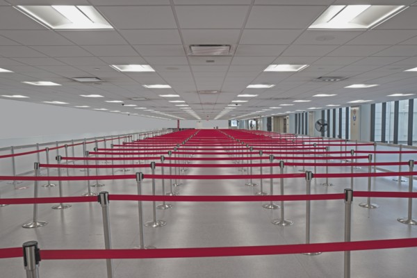 USA, Massachusetts, Boston, Empty airport due to coronavirus pandemic