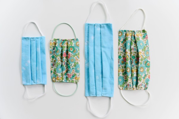 Homemade cloth face masks in various sizes