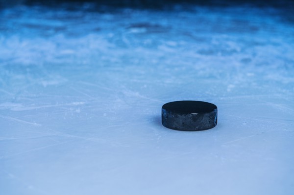 Hockey puck on ice