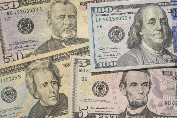 Close up of US paper currency