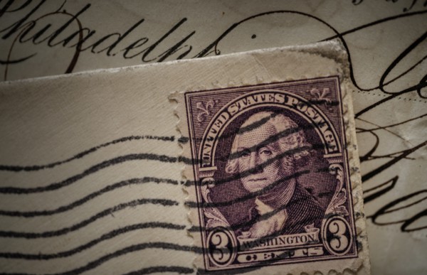 Postage stamp with George Washington