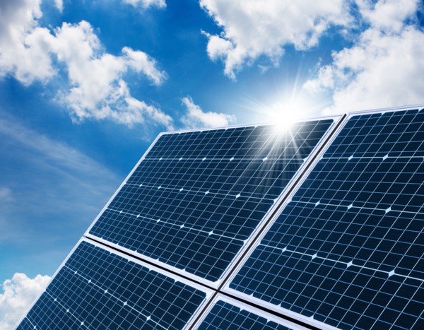 Sun reflecting in solar panel,,