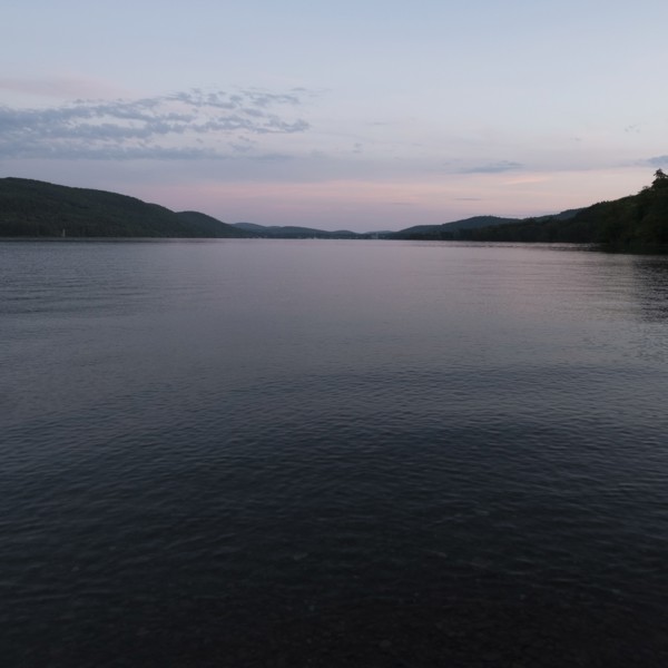 USA, Otsego Lake at dusk,