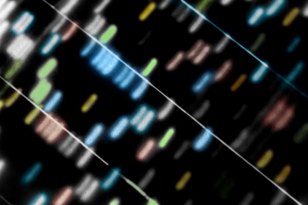 Multi-colored sequence chart on black background