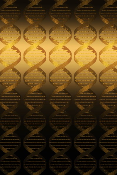 DNA helixes on gold background