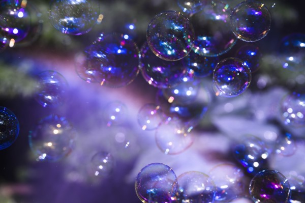 Soap bubbles floating in air