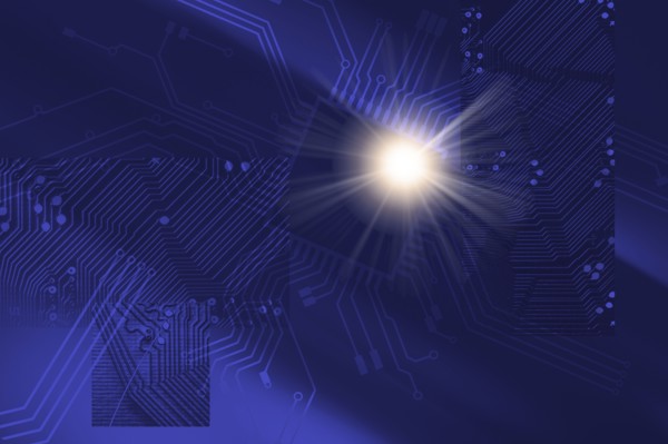 Abstract blue pattern with circuit board