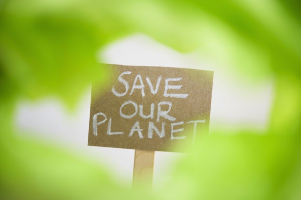 Placard reading save our planet