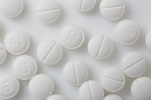 Pills on white background